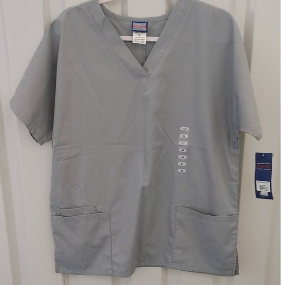 Cherokee Scrub Top Traditional Classic Gray Medium Vneck NWT - Picture 1 of 4